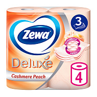Бумага туалетная `ZEWA` 3-х слойная персик 4 шт
