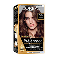 Краска для волос `LOREAL` `PREFERENCE` тон 4.15 Каракас (темно-каштановый)