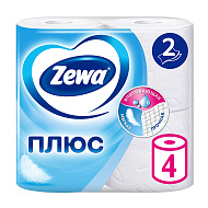 Бумага туалетная `ZEWA` 2-х слойная белая 4 шт