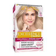 Крем-краска для волос `LOREAL` `EXCELLENCE` тон 9.1 (Очень светло-русый пепельный)